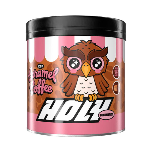 HOLY Milkshake Iced Caramel Coffee, product tub with 50 servings